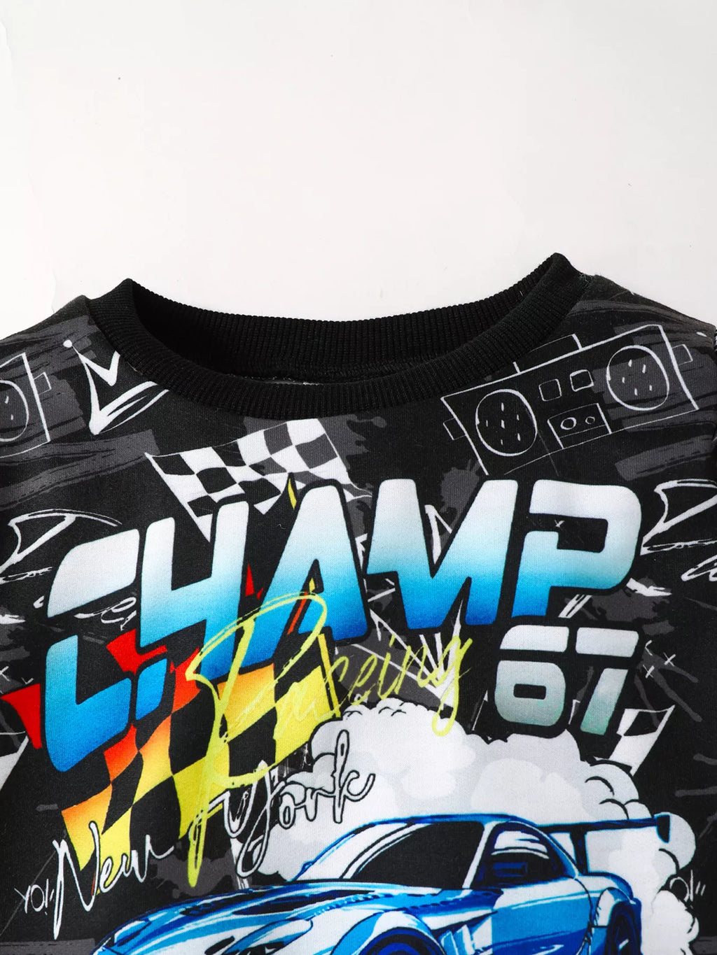 Children's Racing Car Print Long Sleeve Sweatshirt and Pants Set - Seedandsoulful