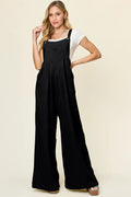 Double Take Full Size Texture Wide Strap Wide Leg Overall - Seedandsoulful
