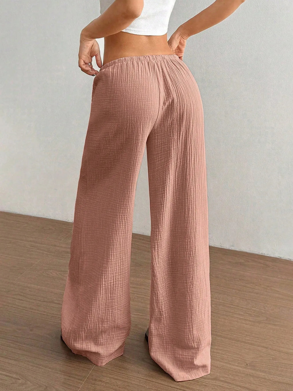 Drawstring Wide - Leg Casual Pants - Seedandsoulful