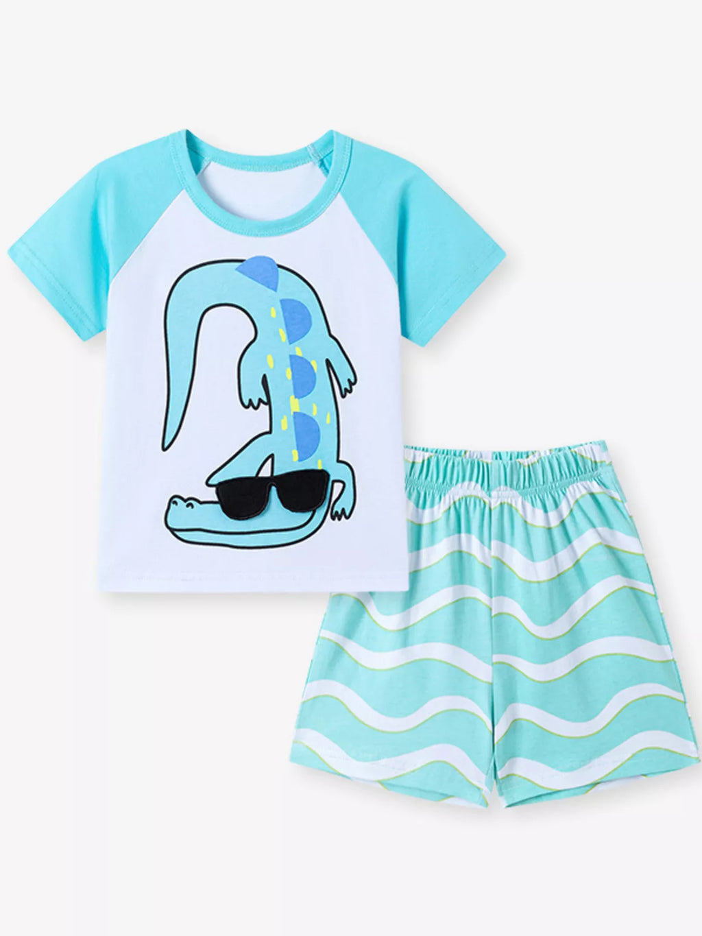 Children's Animal Round Neck Top and Shorts Set - Seedandsoulful