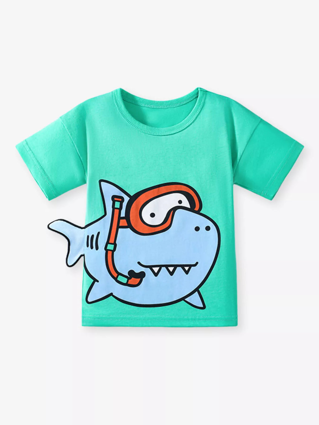 Children's Cartoon Shark Short Sleeve T-Shirt - Seedandsoulful