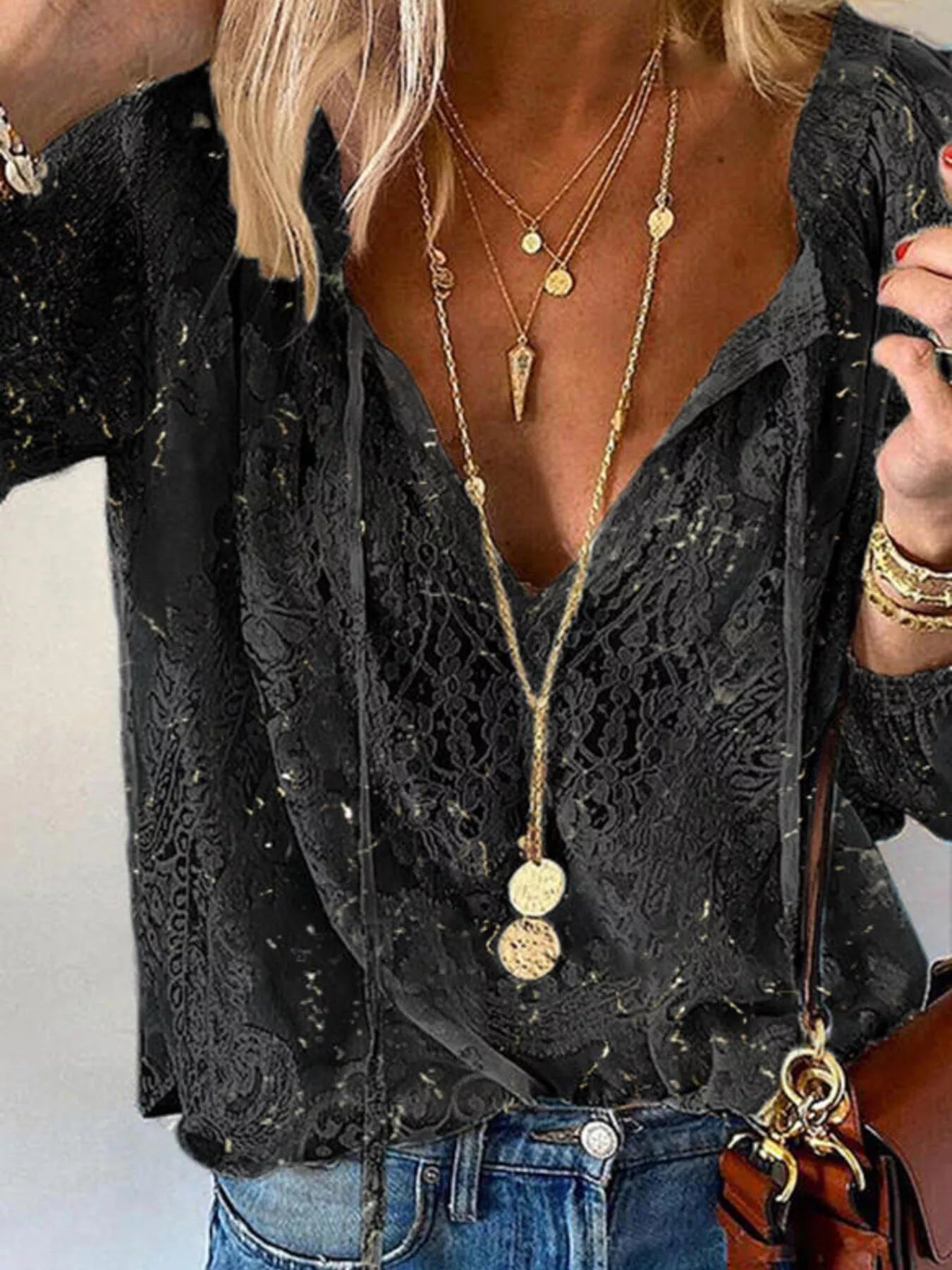 Lace Tie - Neck Blouse - Seedandsoulful