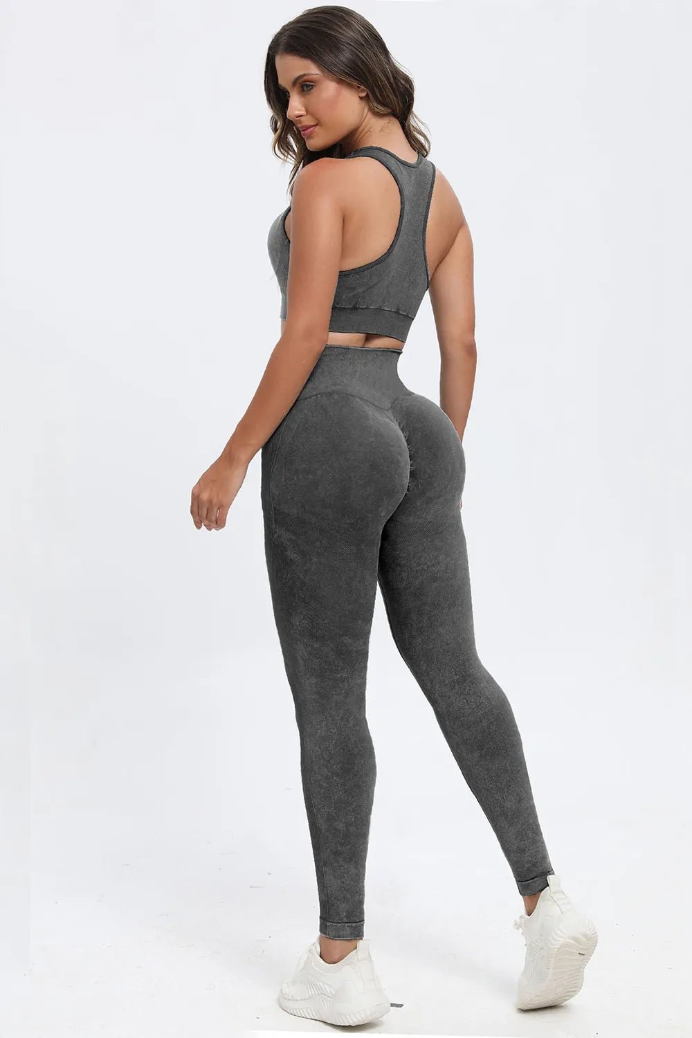 3 Piece Washed Square Neck Wide Strap Active Set - Seedandsoulful