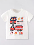 Children's Fire Truck Graphic Short Sleeve T-Shirt - Seedandsoulful
