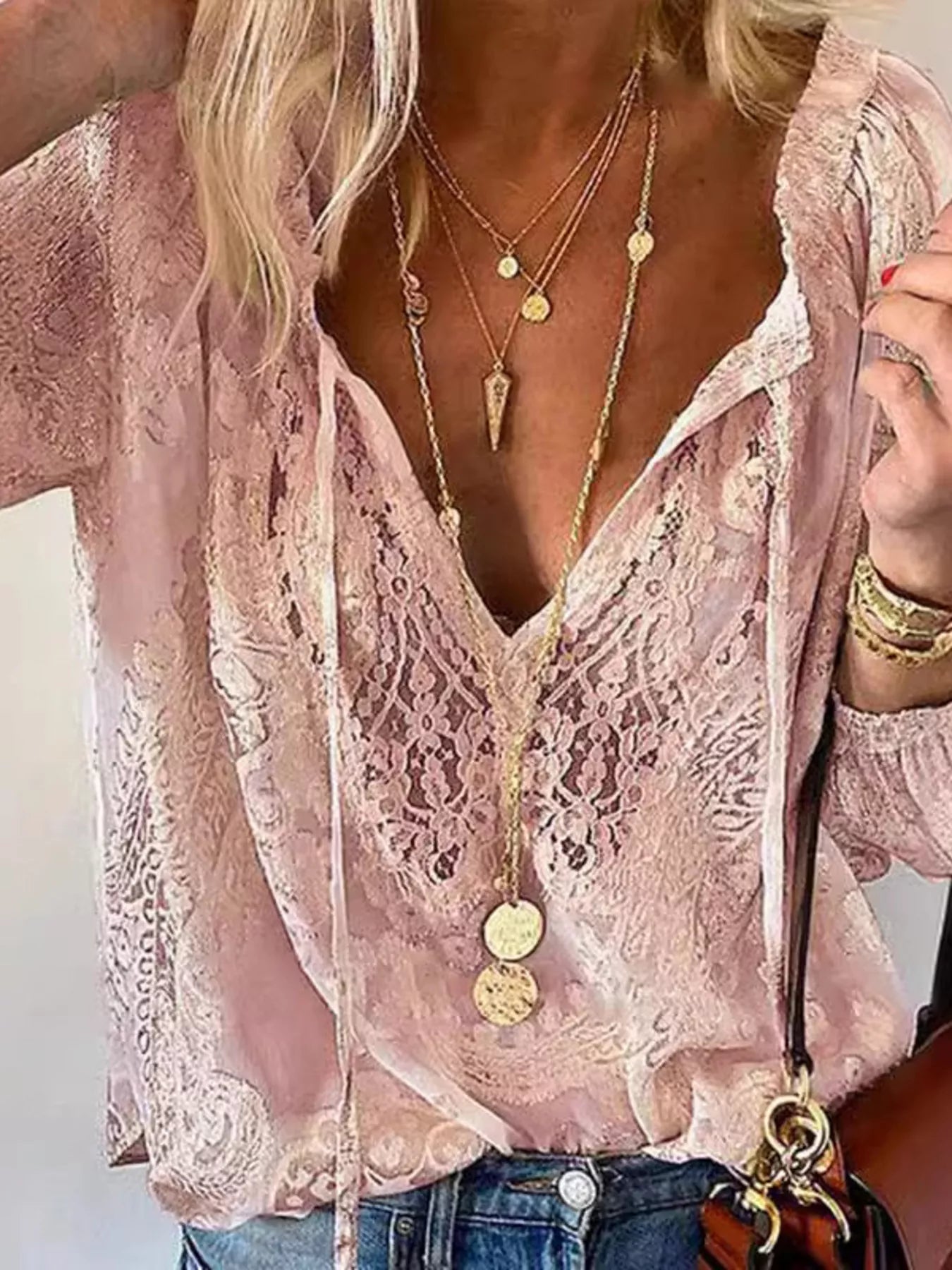 Lace Tie - Neck Blouse - Seedandsoulful