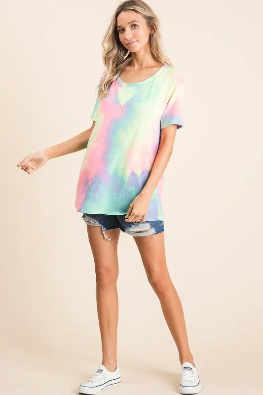 BiBi Tie Dye French Terry Print Top - Seedandsoulful