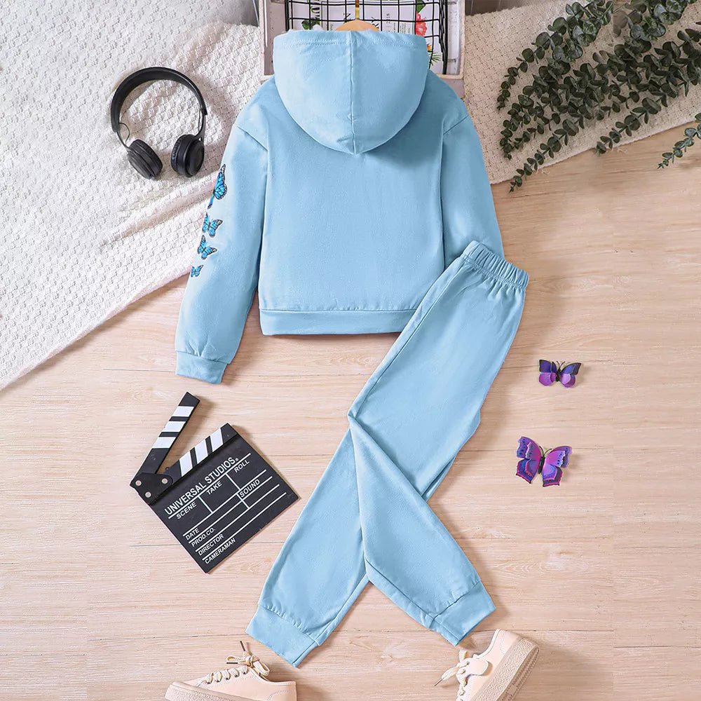 Childrens's Butterfly Print Hoodie & Pants Set - Seedandsoulful