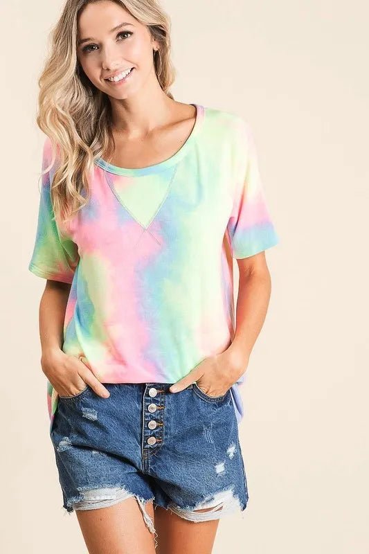 BiBi Tie Dye French Terry Print Top - Seedandsoulful