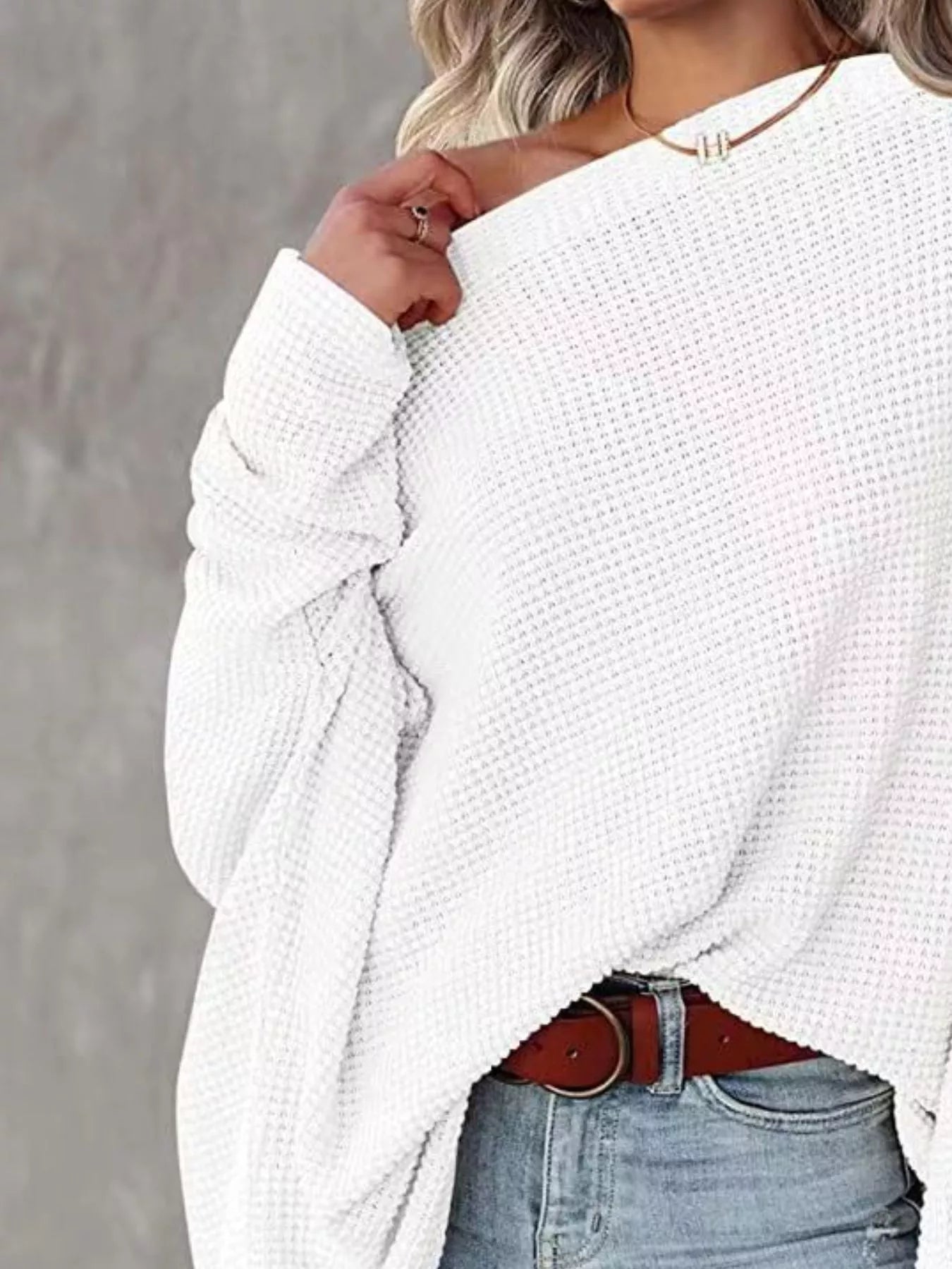 Waffle Knit Boat Neck T-Shirt - Seedandsoulful