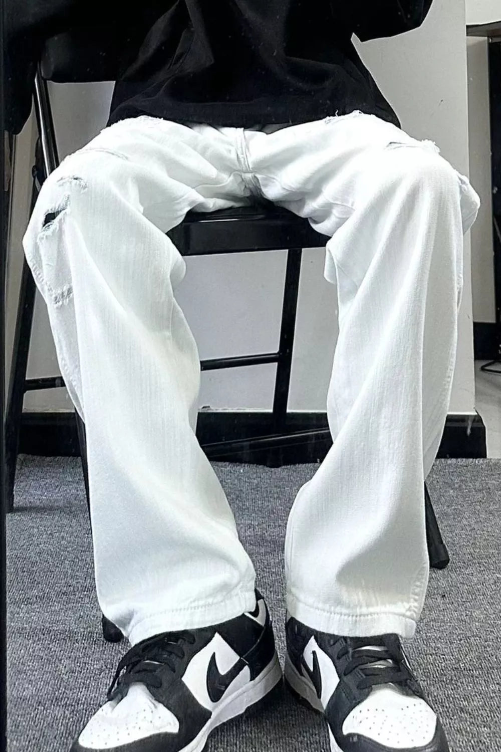 Men's Full Size Distressed Wash Wide Leg Jeans Plus Size - Seedandsoulful