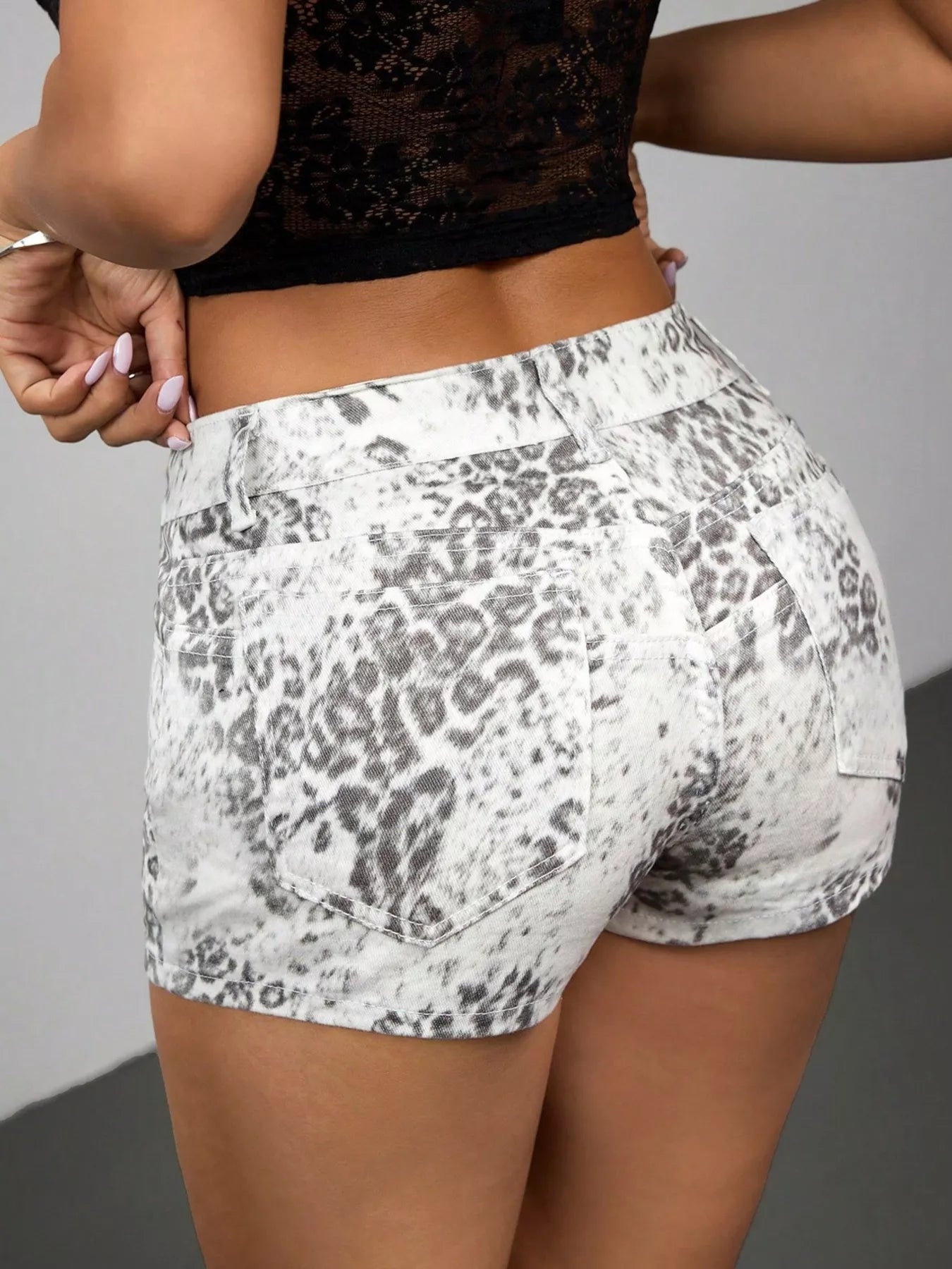 Leopard Print Denim Shorts - Seedandsoulful