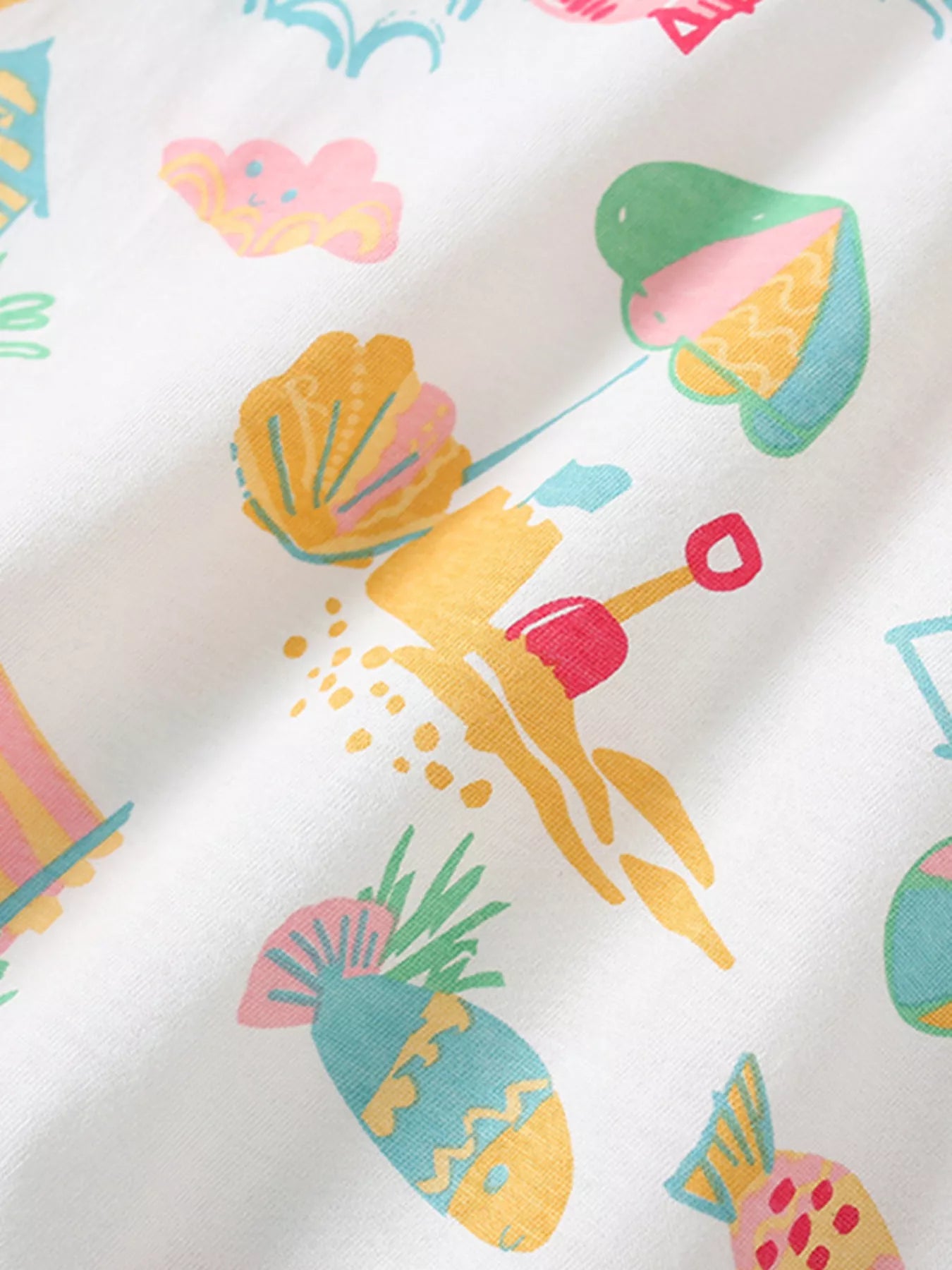 Children's Beach Print Round Neck Tee Shorts Set and - Seedandsoulful