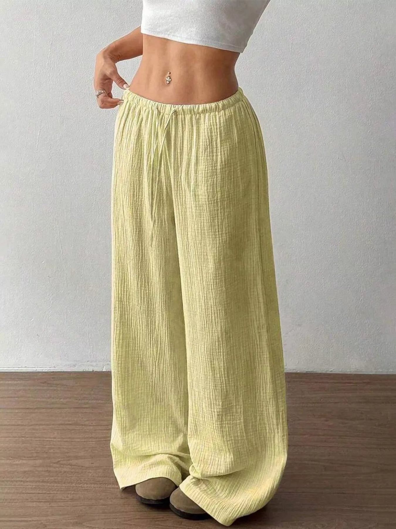 Full Size Drawstring Wide Leg Pants Plus Size - Seedandsoulful