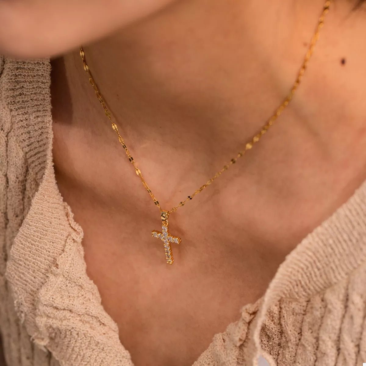 18K Gold - Plated Cross Pendant Necklace - Seedandsoulful