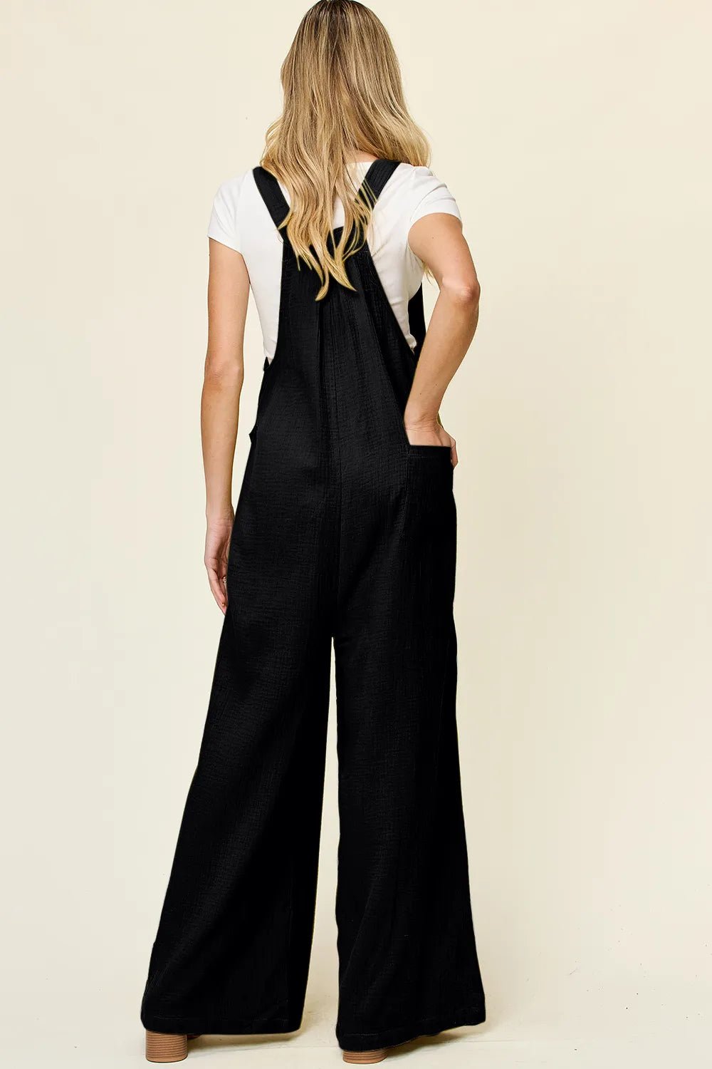 Double Take Full Size Texture Wide Strap Wide Leg Overall - Seedandsoulful