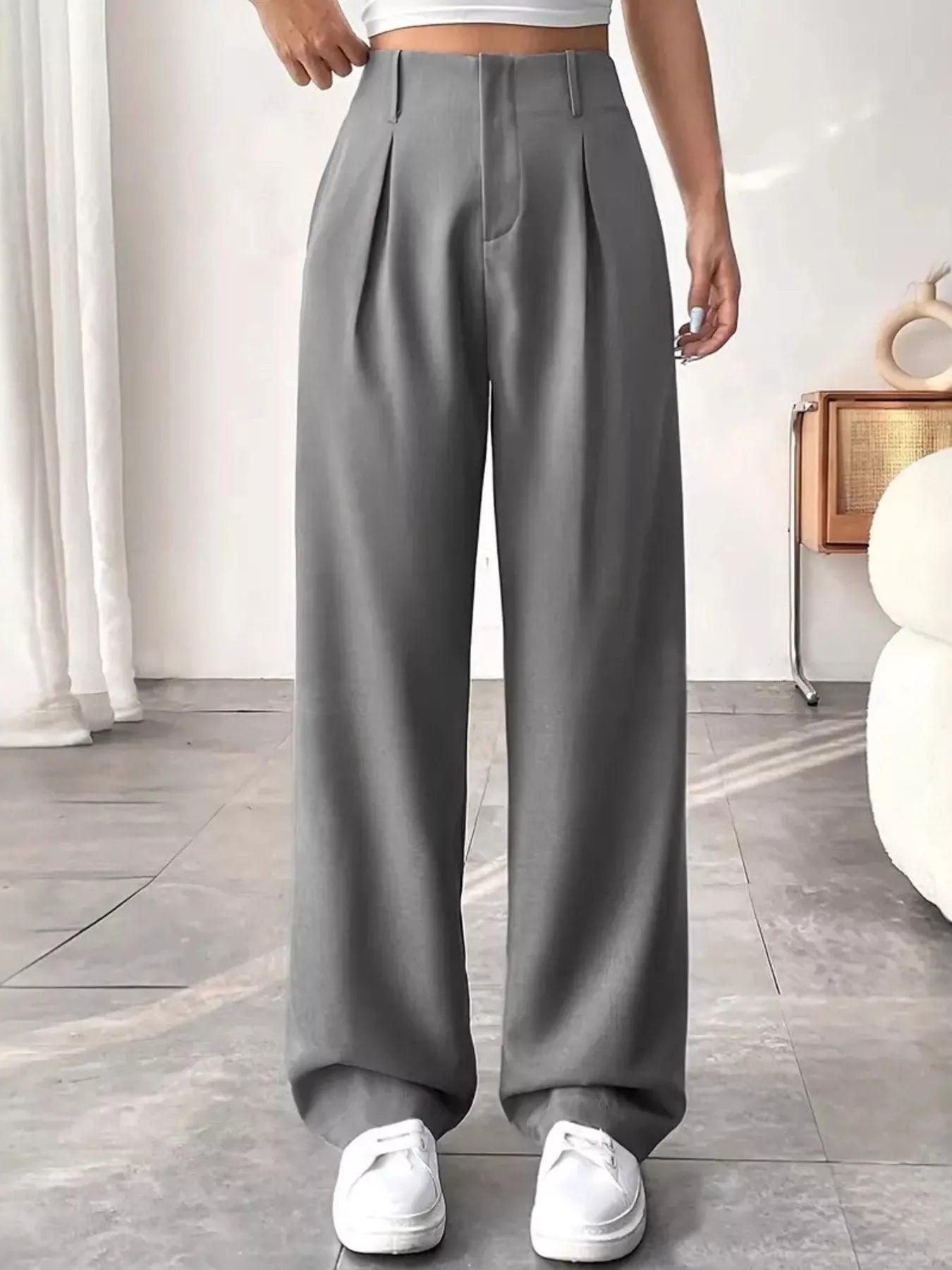 Wide Leg Pleated Pants - Seedandsoulful