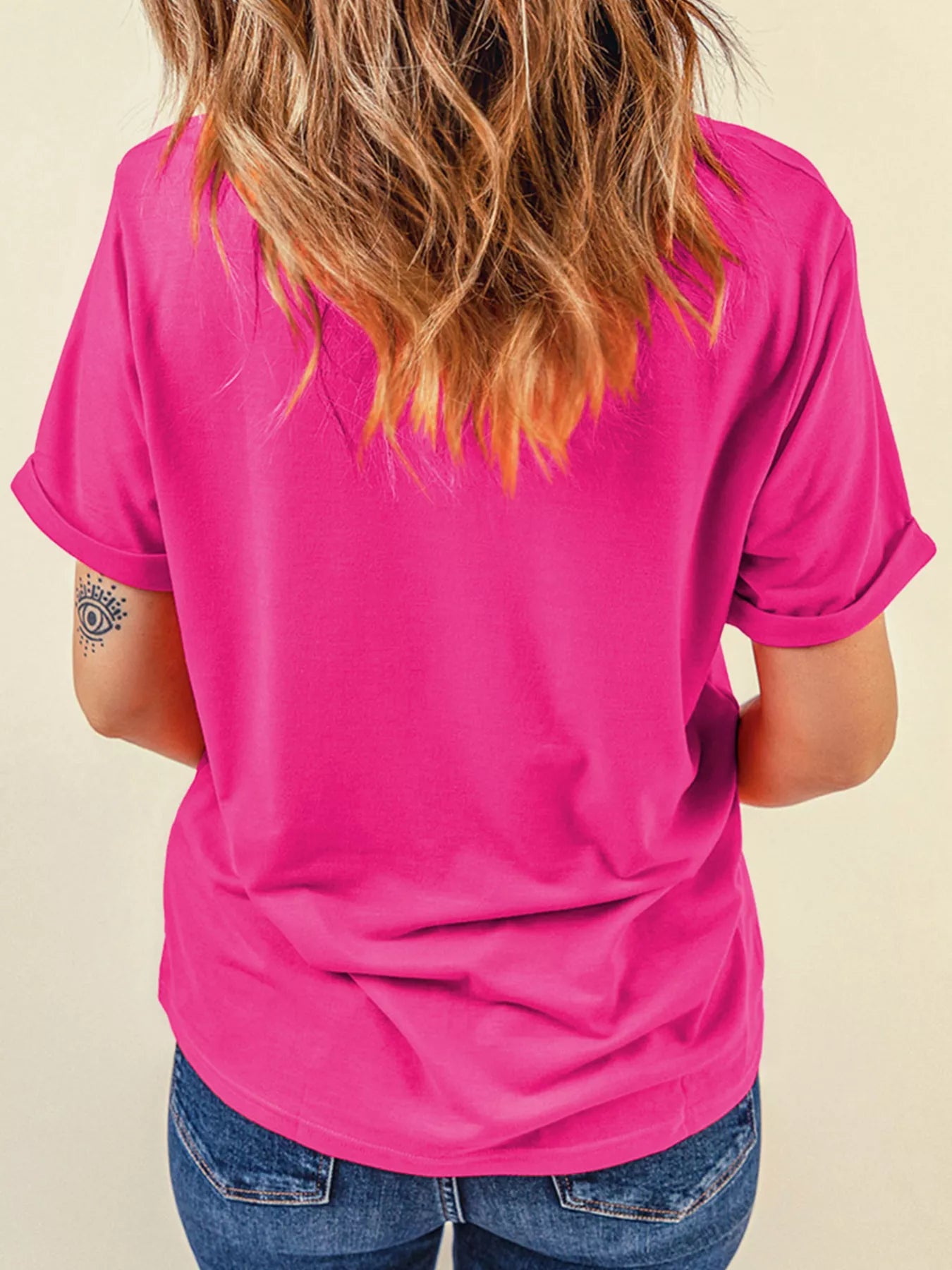 Rhinestone Heart Graphic Crew Neck Valentines Tee - Seedandsoulful