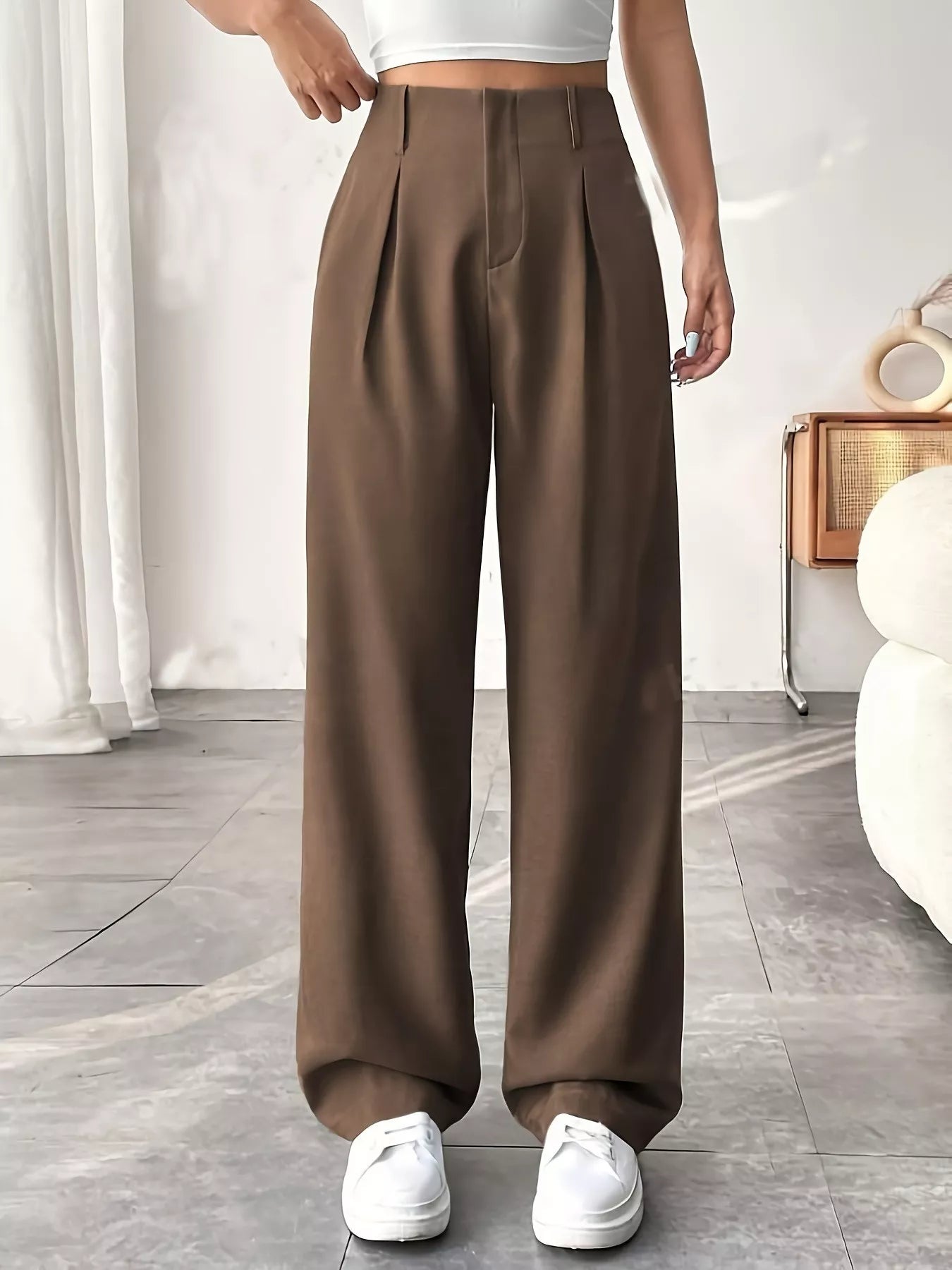 Wide Leg Pleated Pants - Seedandsoulful