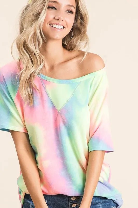 BiBi Tie Dye French Terry Print Top - Seedandsoulful