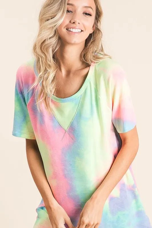 BiBi Tie Dye French Terry Print Top - Seedandsoulful