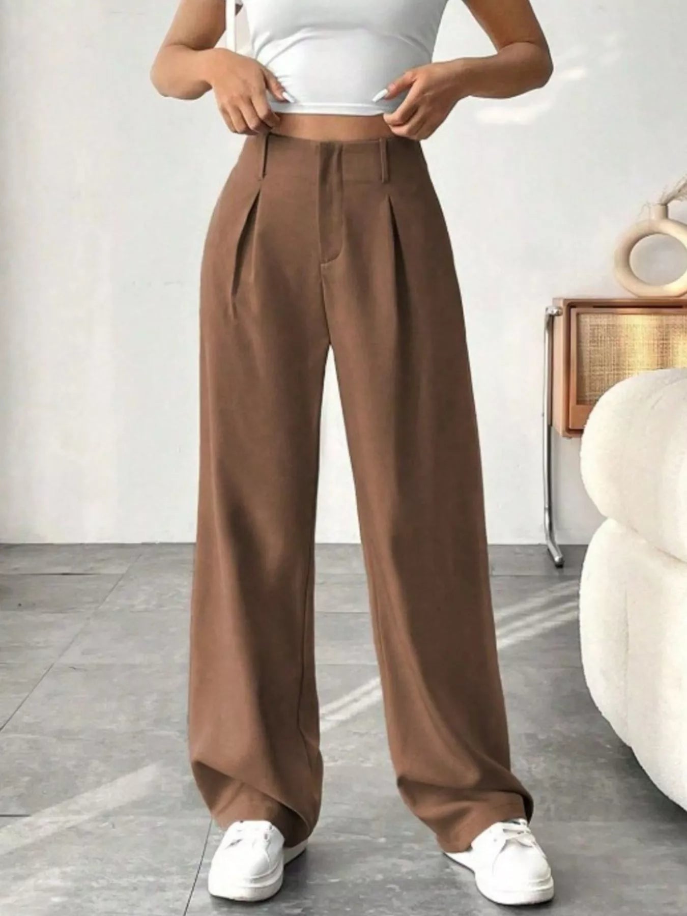 Wide Leg Pleated Pants - Seedandsoulful