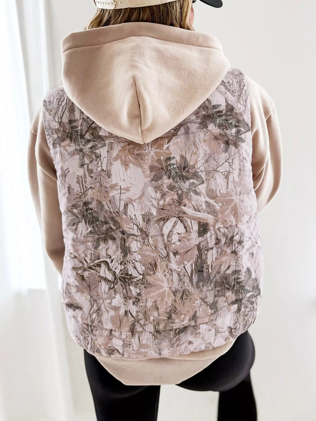 Lightweight Leaf Print Vest Coat - Seedandsoulful