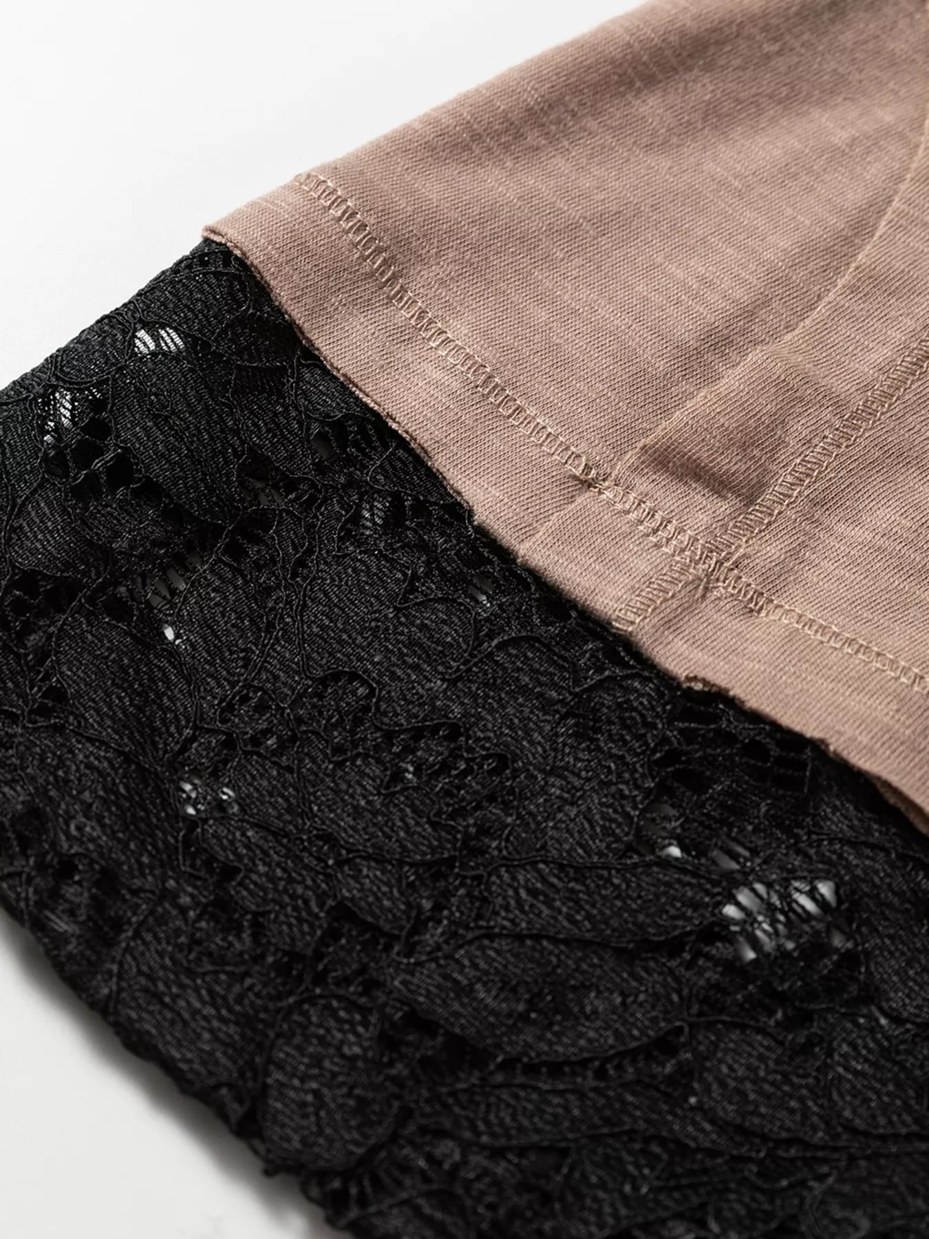 Sheer Lace Patchwork Casual Long Sleeve Tee - Seedandsoulful