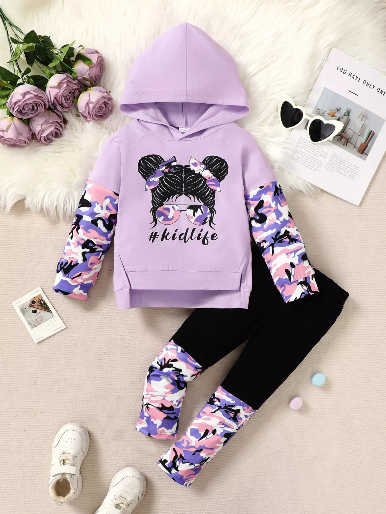 Children's Graphic Camo Print Hoodie & Pants Set - Seedandsoulful