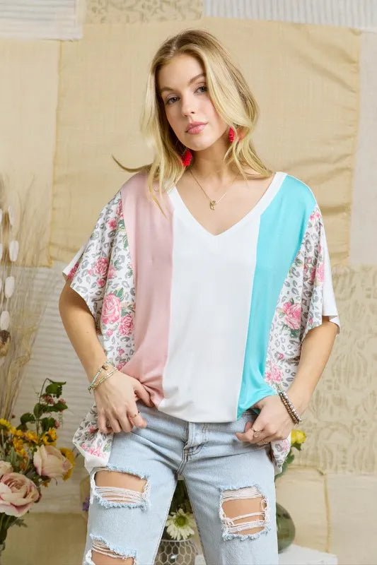 ADORA Colorblock Casual Knit Tunic Top - Seedandsoulful