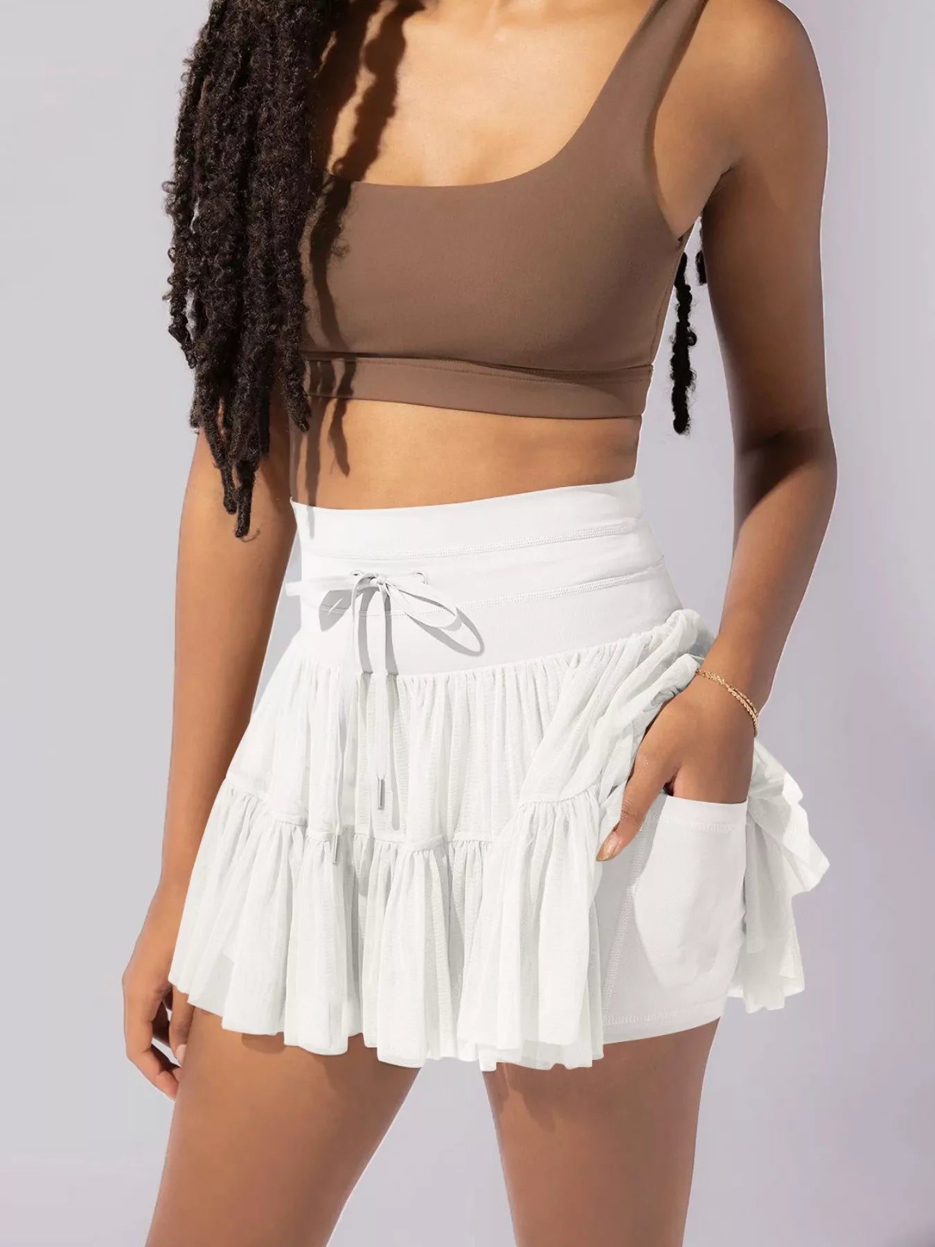 Tiered Skort with Drawstring - Seedandsoulful