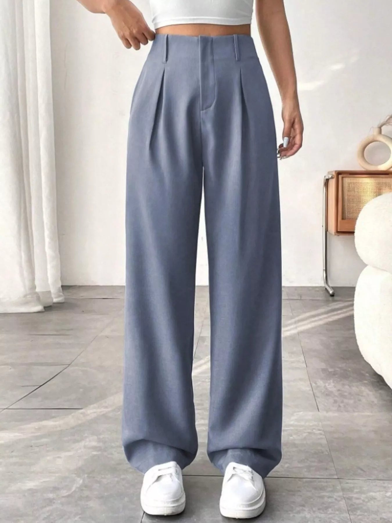 Wide Leg Pleated Pants - Seedandsoulful
