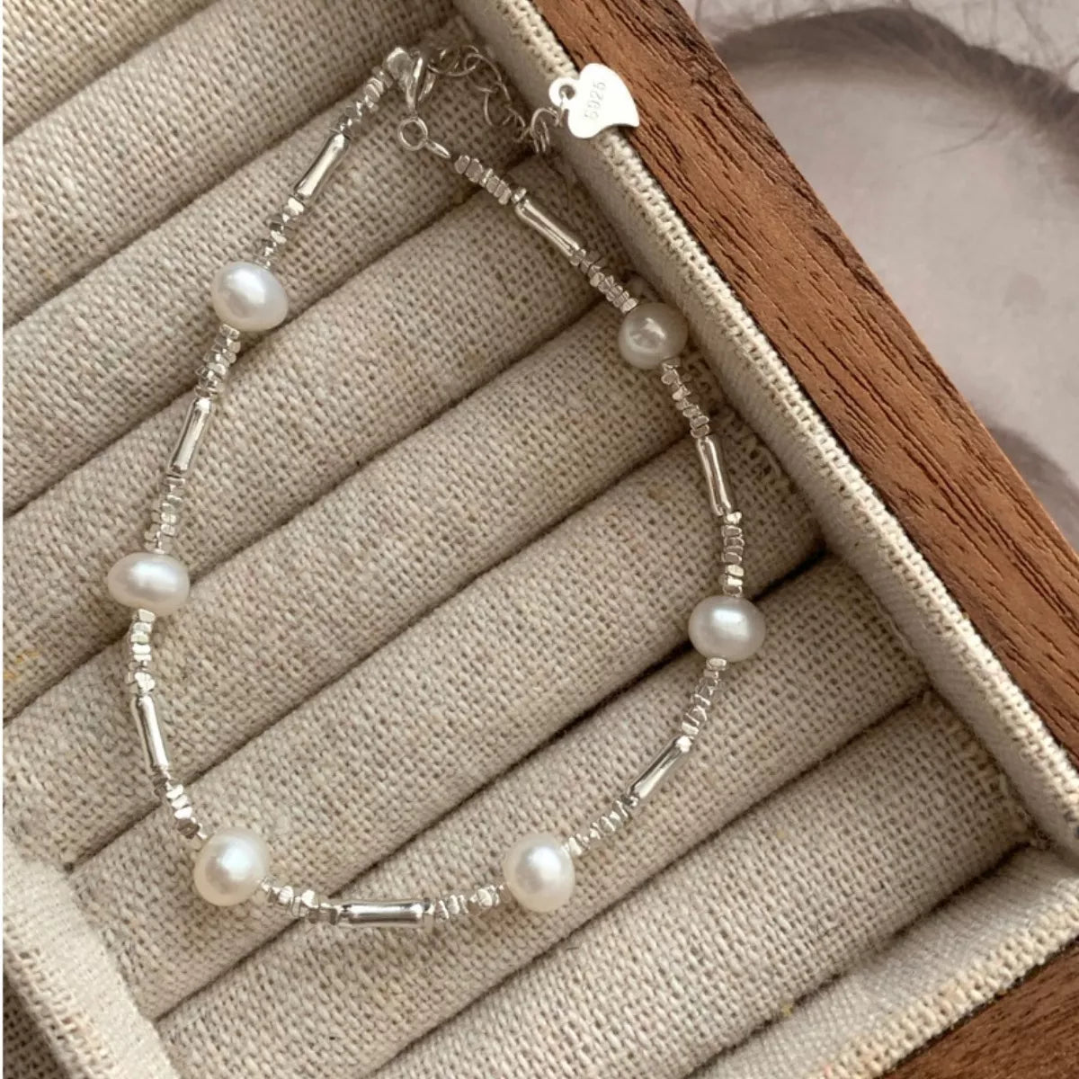 925 Sterling Silver Pearl Bracelet - Seedandsoulful