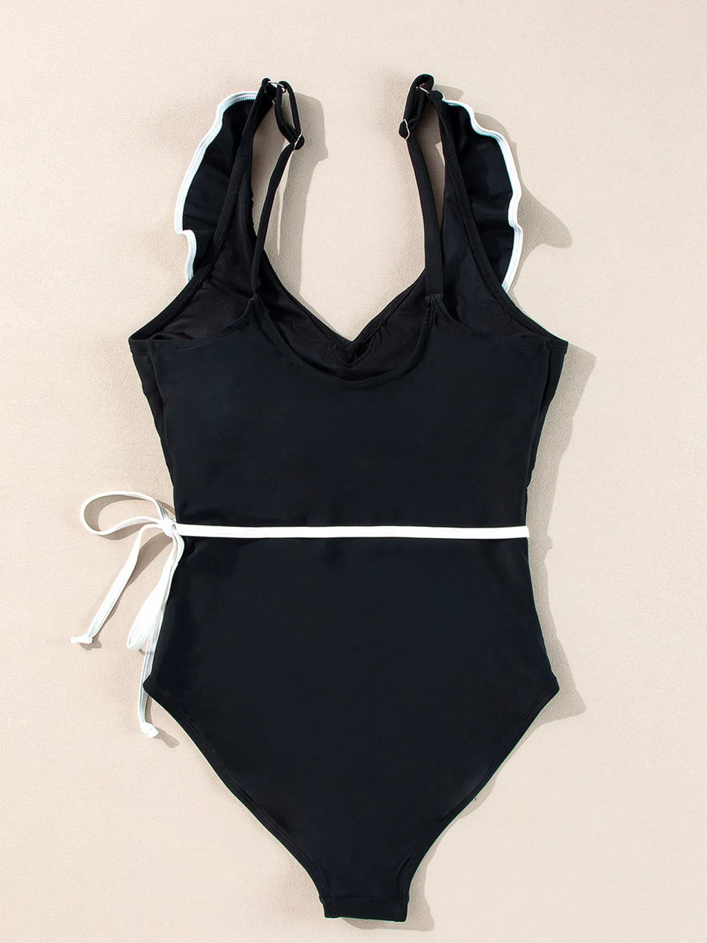 Ruffle Trim V - Neck One - Piece Swimsuit - Seedandsoulful