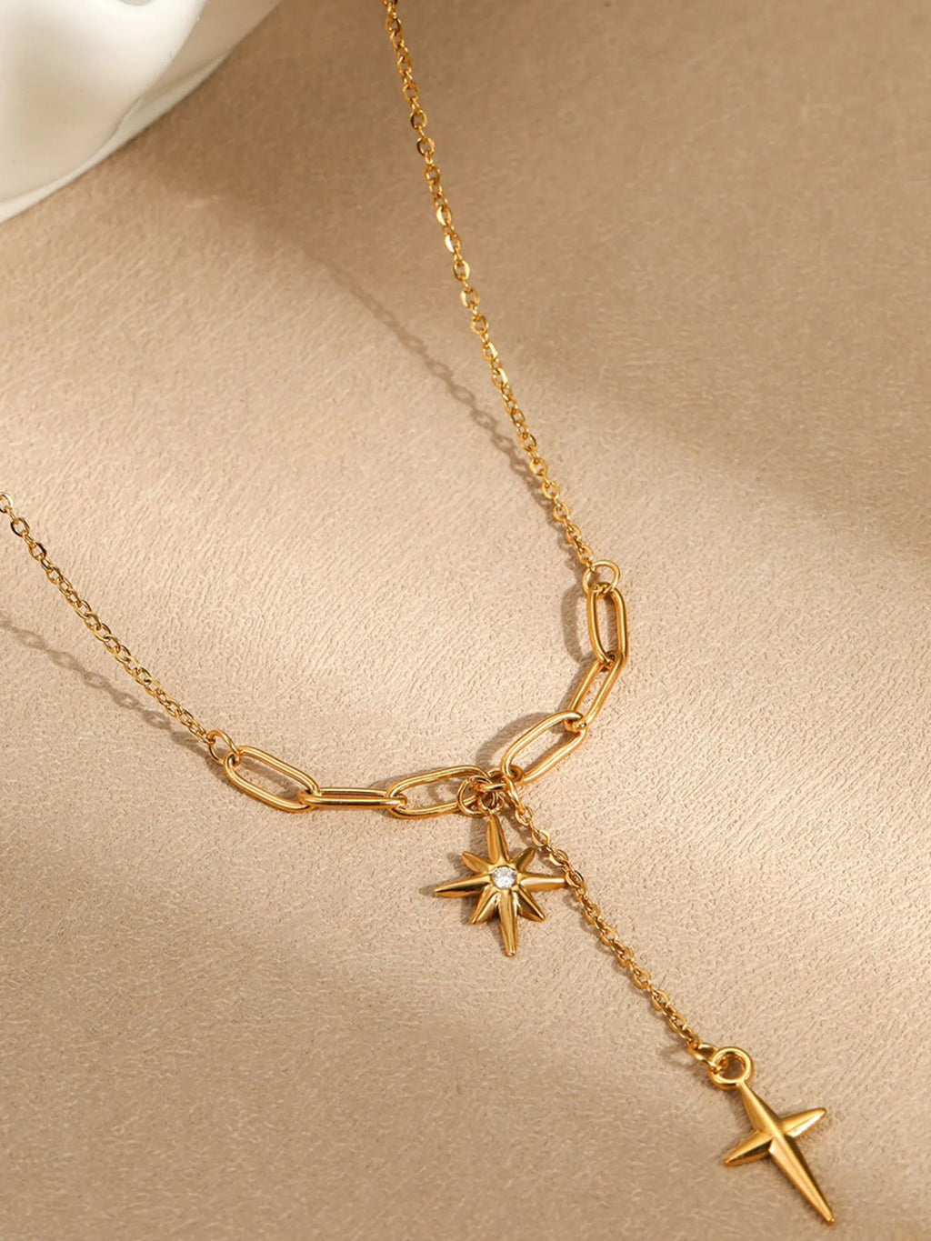 18K Gold - Plated Star Cross Pendant Necklace - Seedandsoulful
