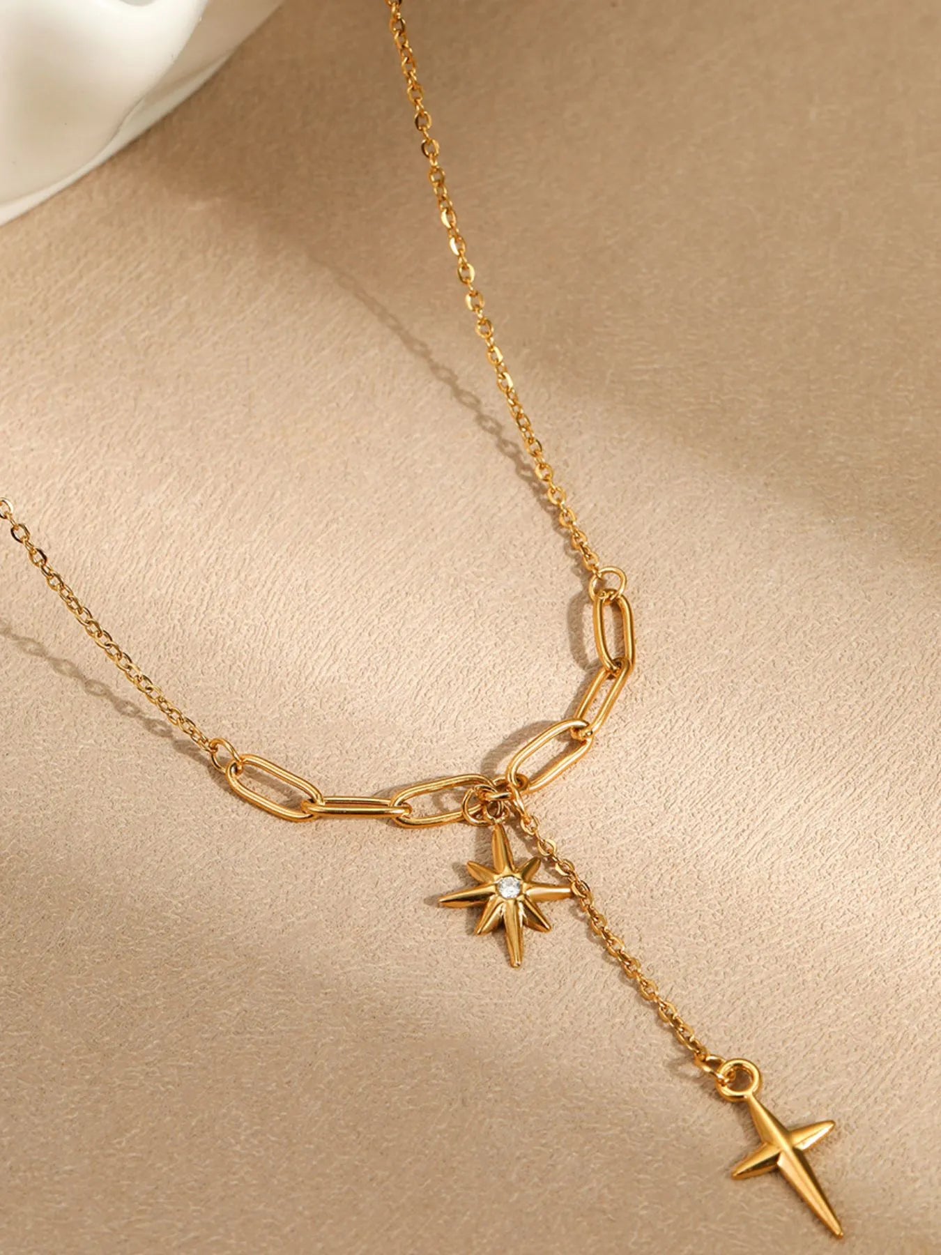 18K Gold - Plated Star Cross Pendant Necklace - Seedandsoulful