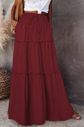Frill Tiered Drawstring Waist Maxi Skirt - Seedandsoulful