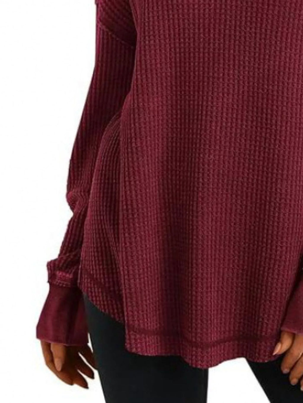 Slit Notched Long Sleeve T-Shirt - Seedandsoulful