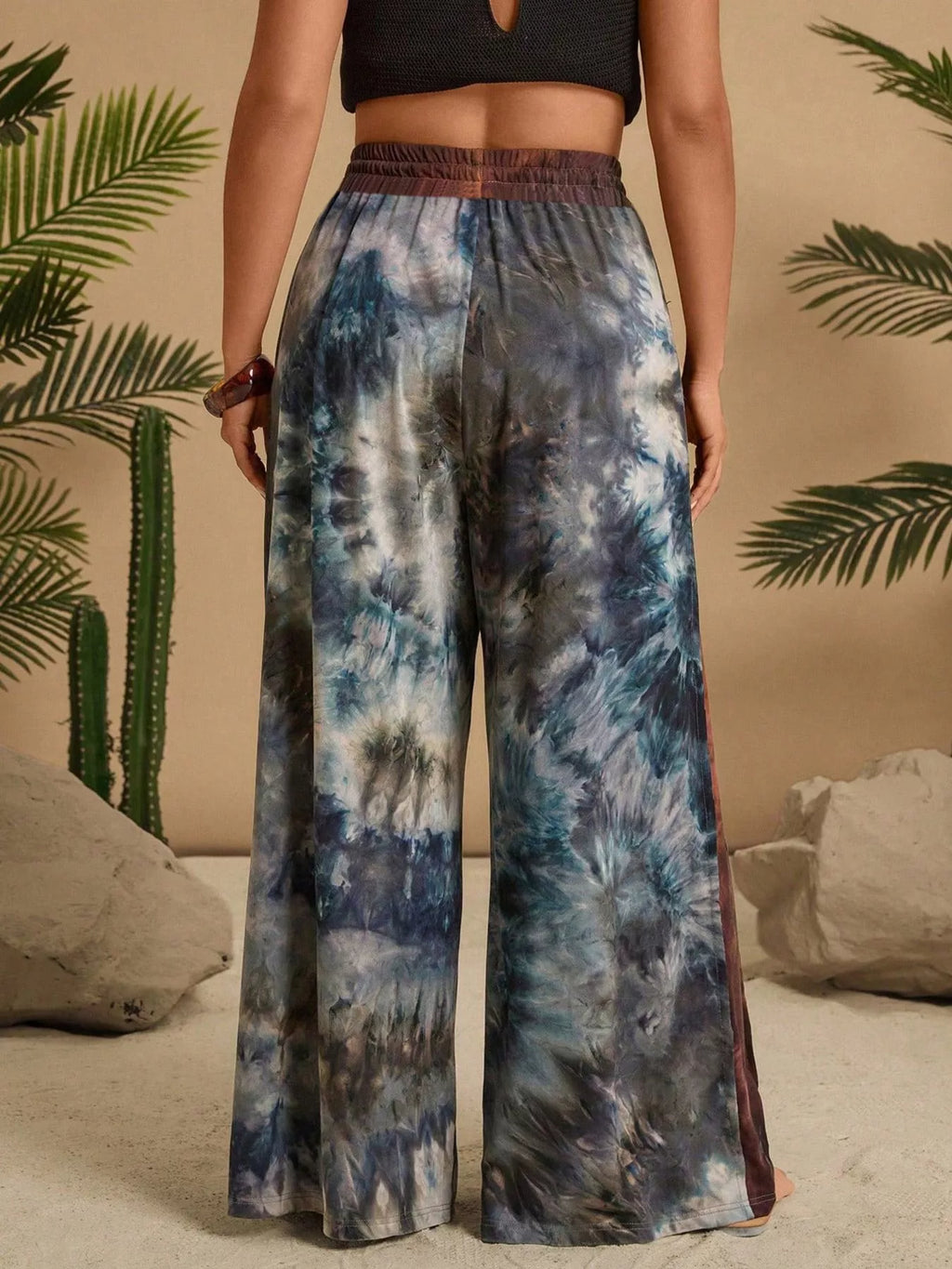 Full Size Tie - Dye Wide Leg Casual Pants Plus Size - Seedandsoulful
