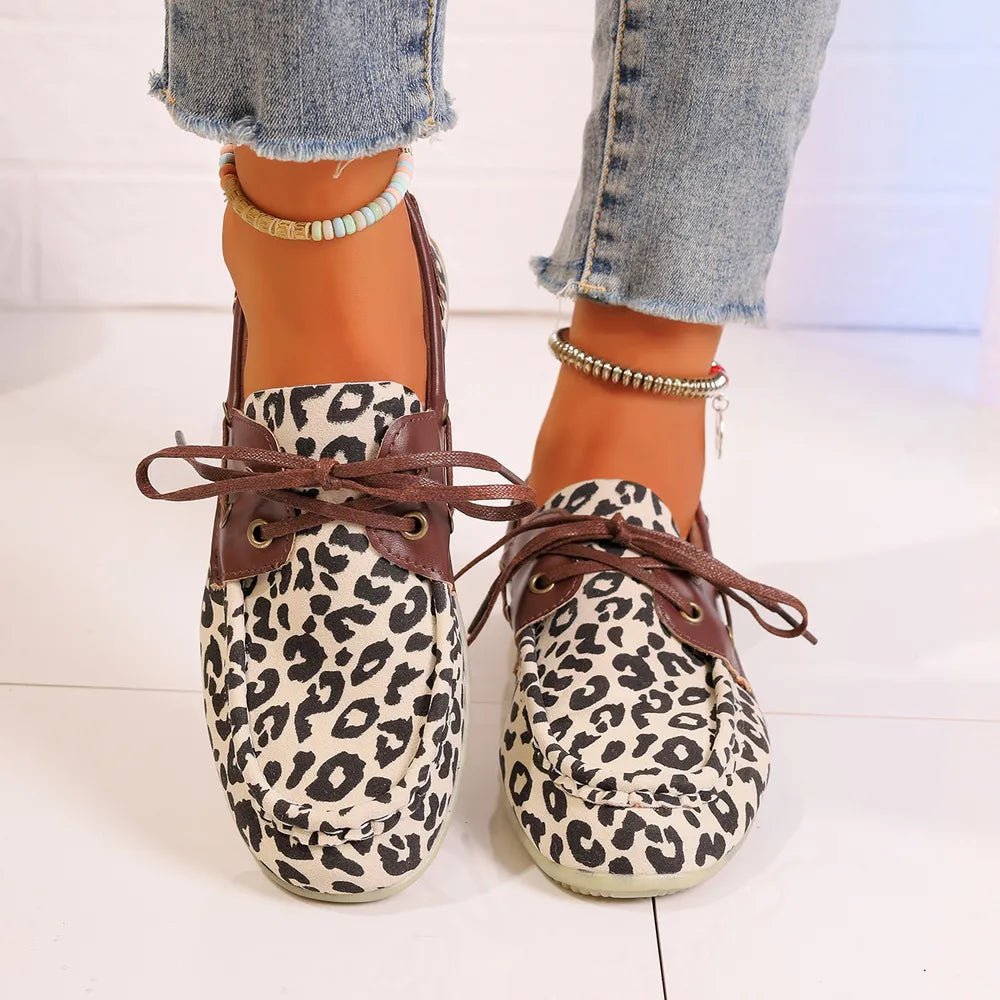 Lace Up Leopard Slip - Ons - Seedandsoulful