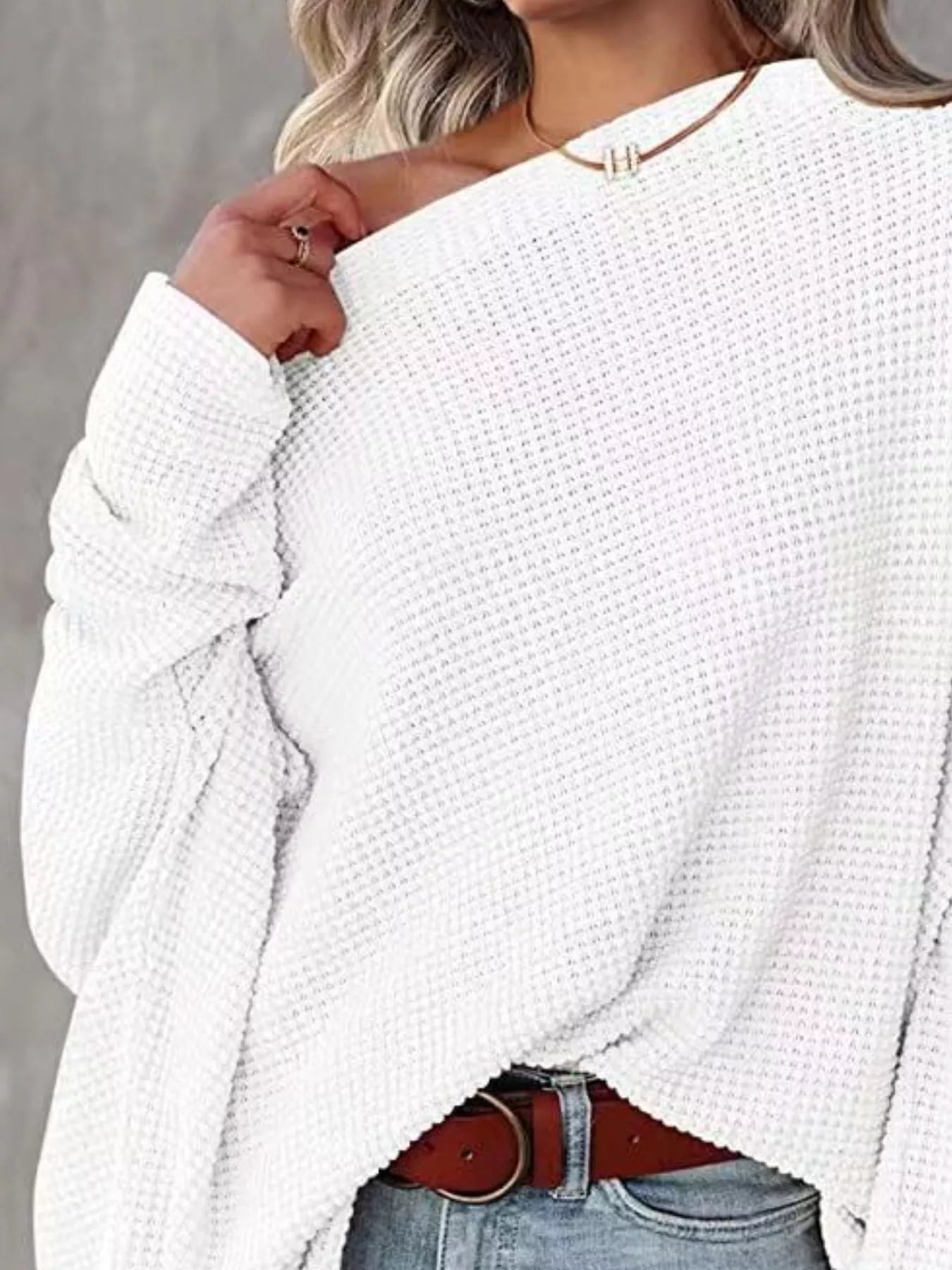 Waffle Knit Boat Neck T-Shirt - Seedandsoulful