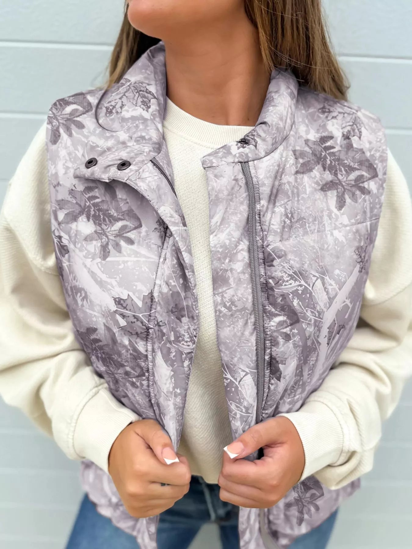 Lightweight Leaf Print Vest Coat - Seedandsoulful