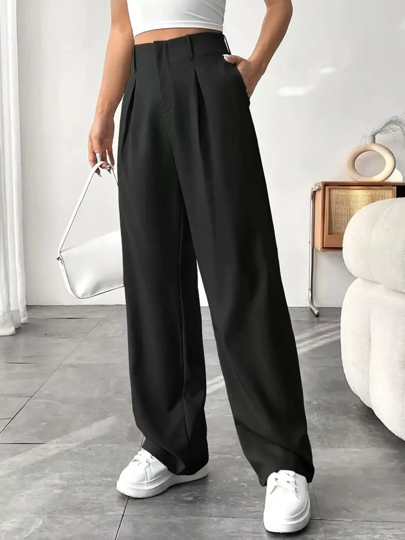Wide Leg Pleated Pants - Seedandsoulful