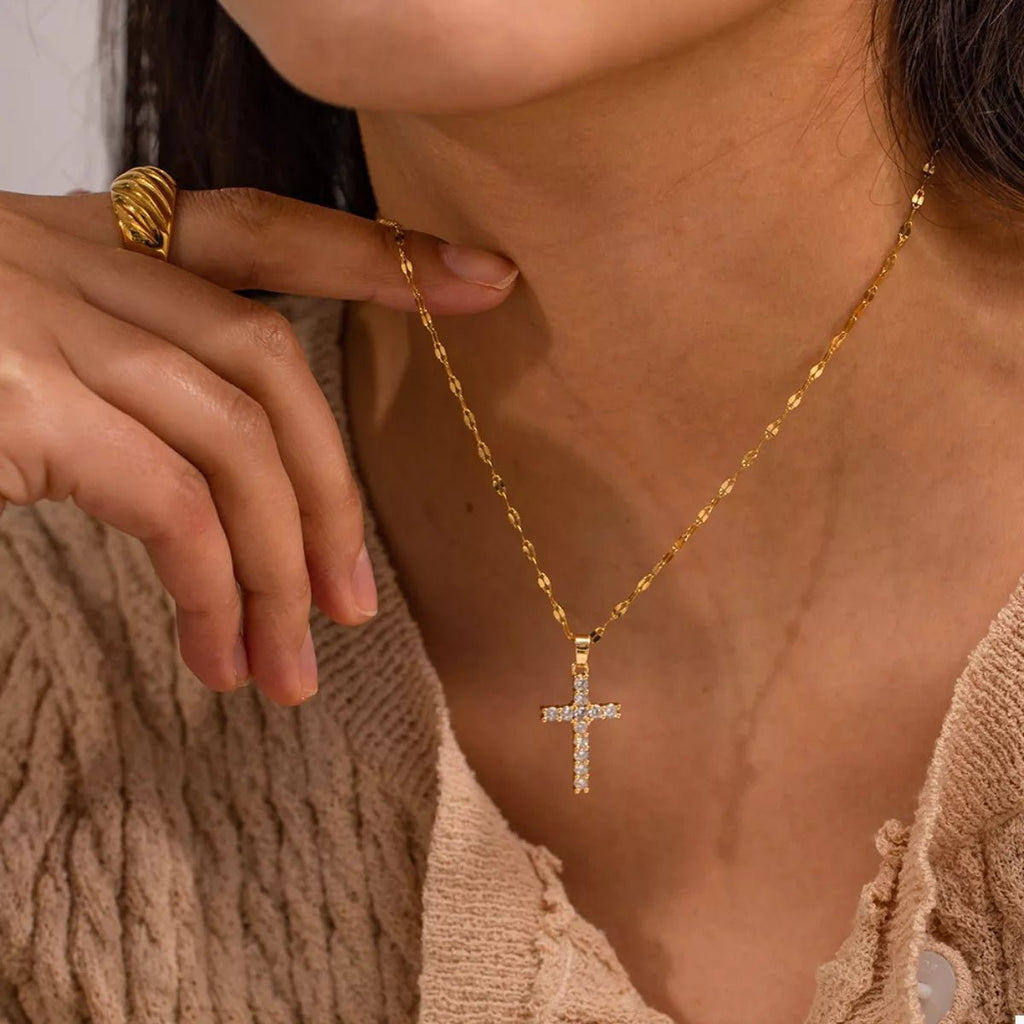 18K Gold - Plated Cross Pendant Necklace - Seedandsoulful
