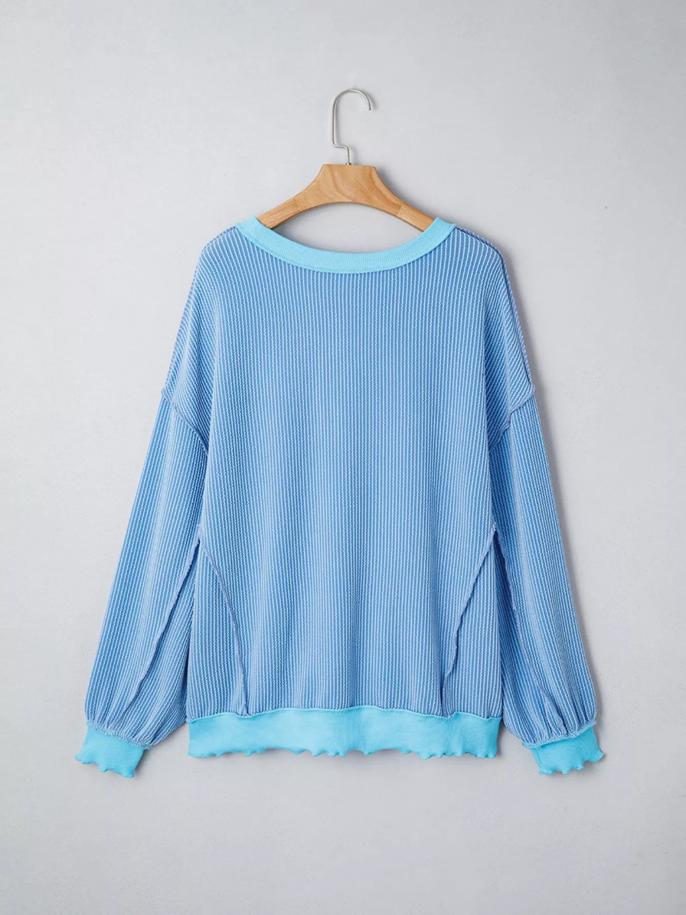 Twisted Rib Uneven Hem Drop Shoulder Loose Knit Top - Seedandsoulful