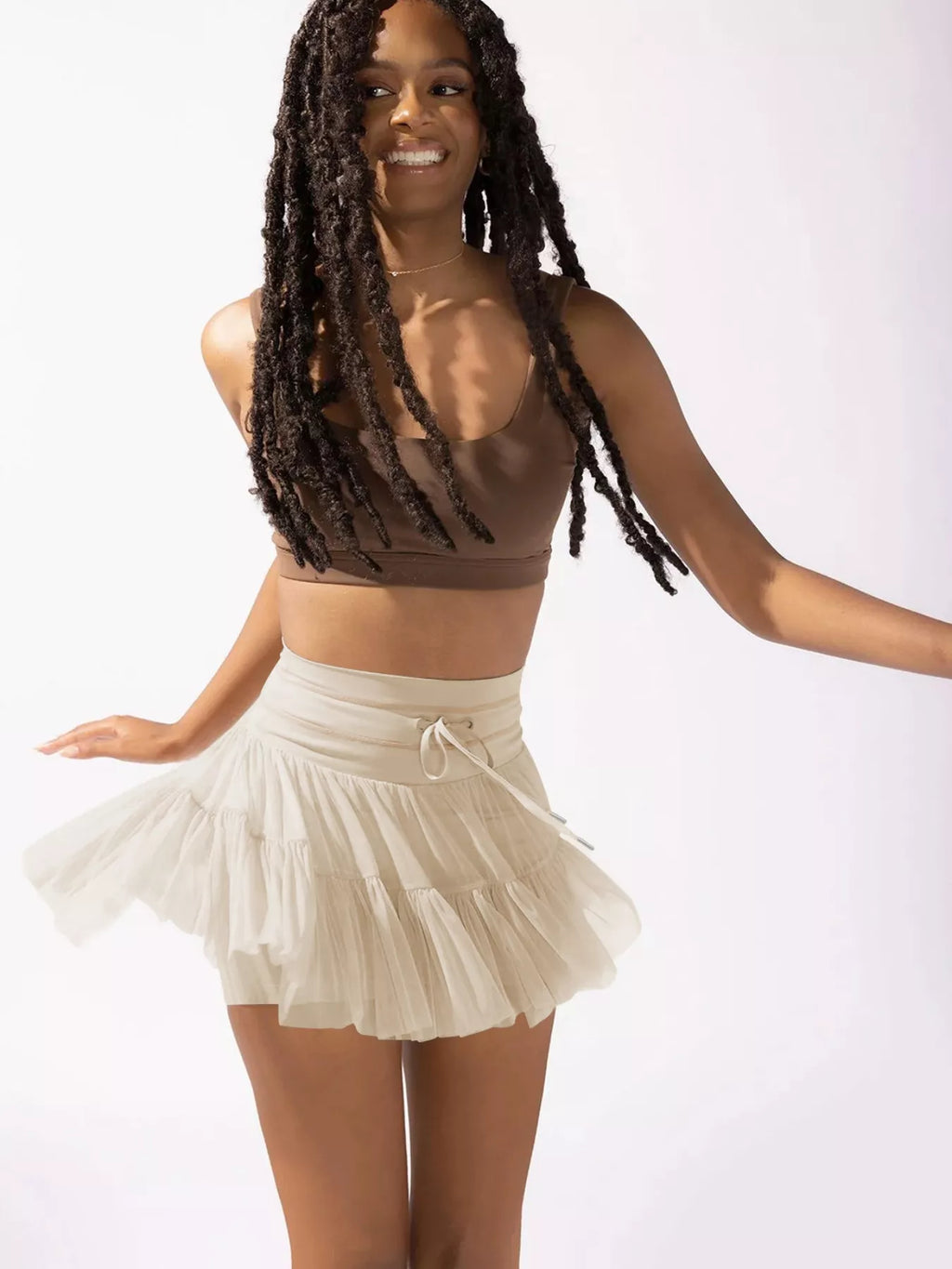 Tiered Skort with Drawstring - Seedandsoulful