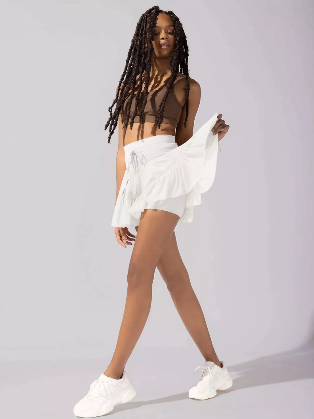 Tiered Skort with Drawstring - Seedandsoulful