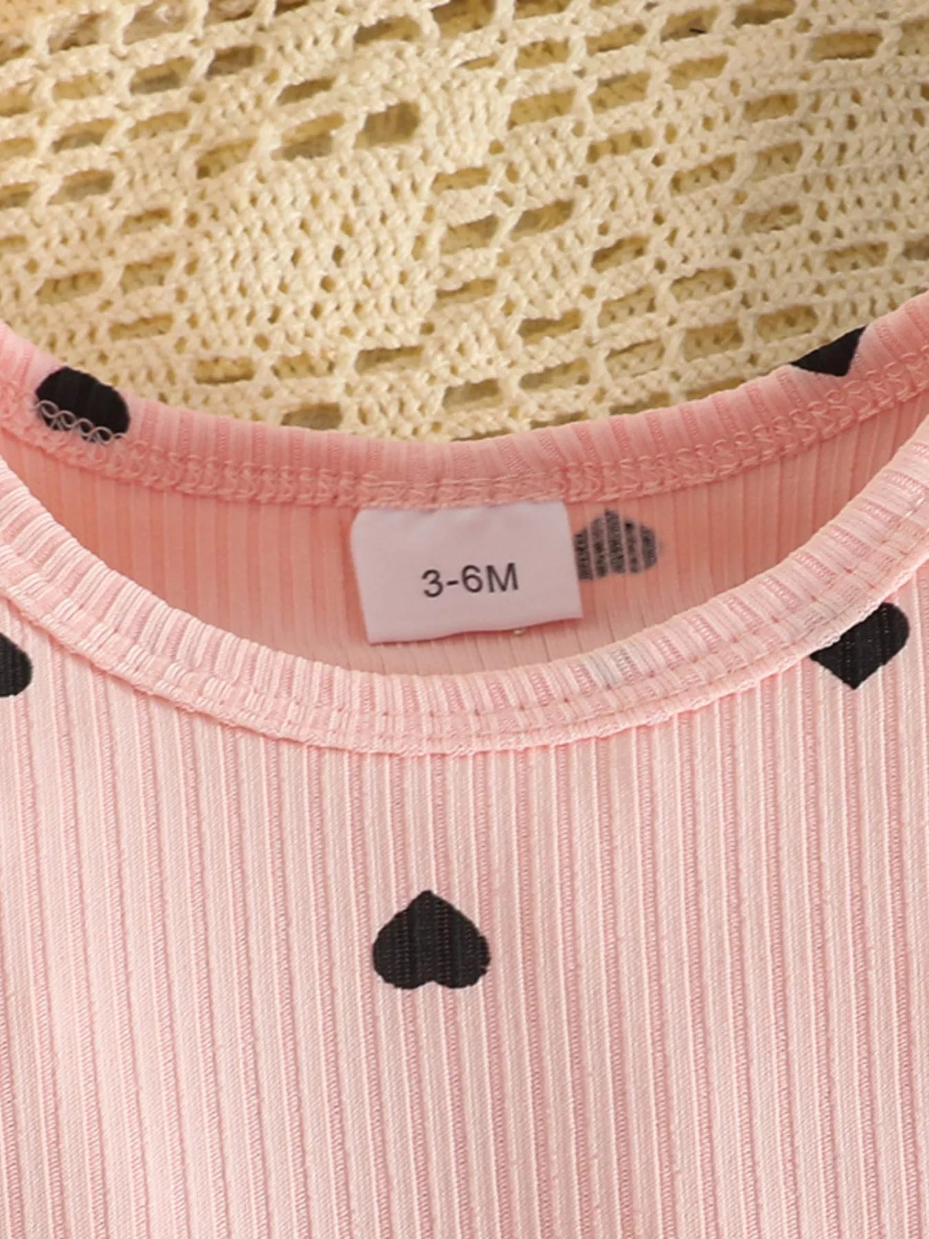 Children's Heart Print Ribbed Top and Pants Set - Seedandsoulful