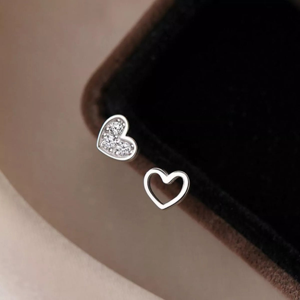 925 Sterling Silver Heart Stud Earrings - Seedandsoulful