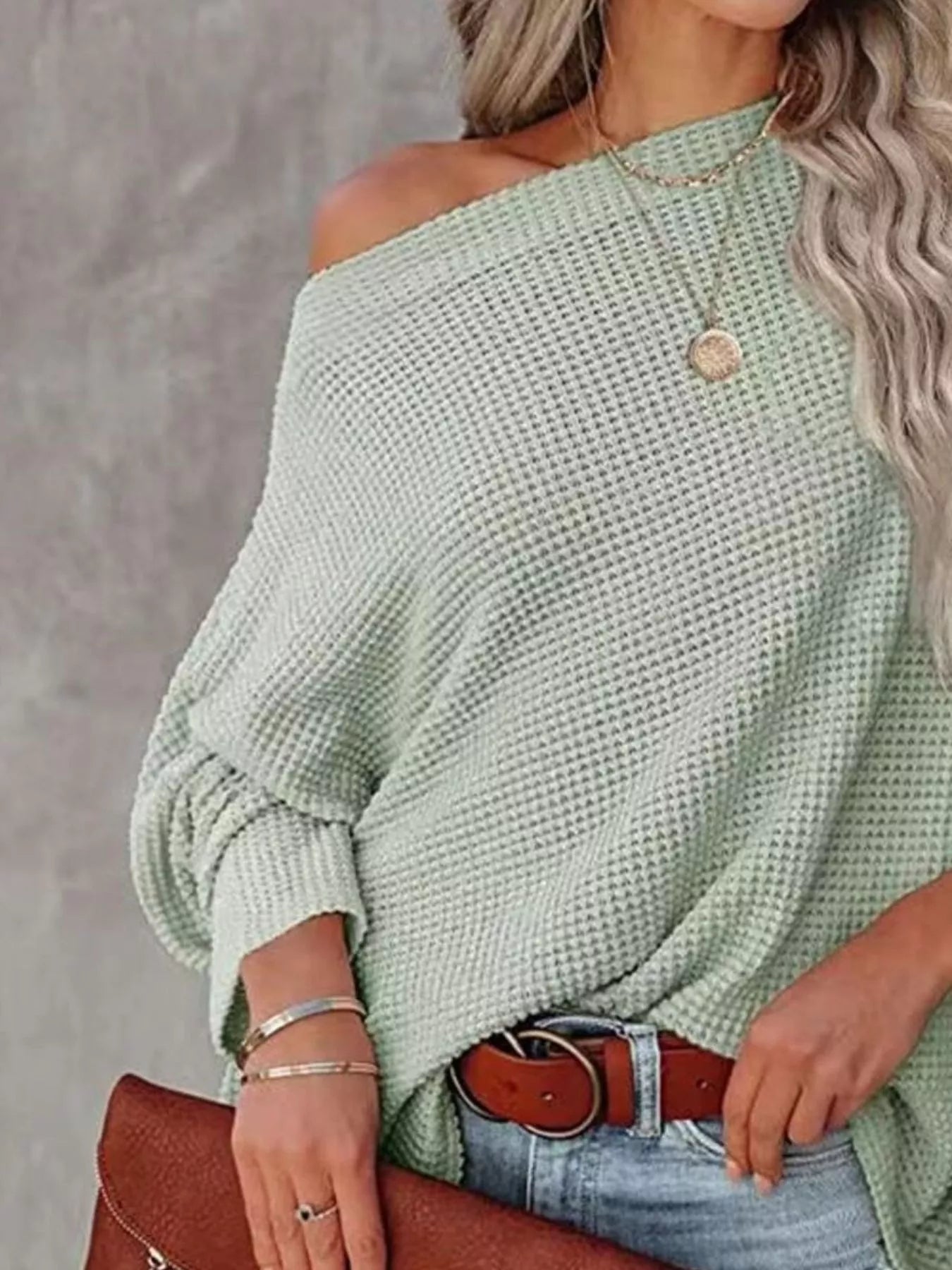 Waffle Knit Boat Neck T-Shirt - Seedandsoulful