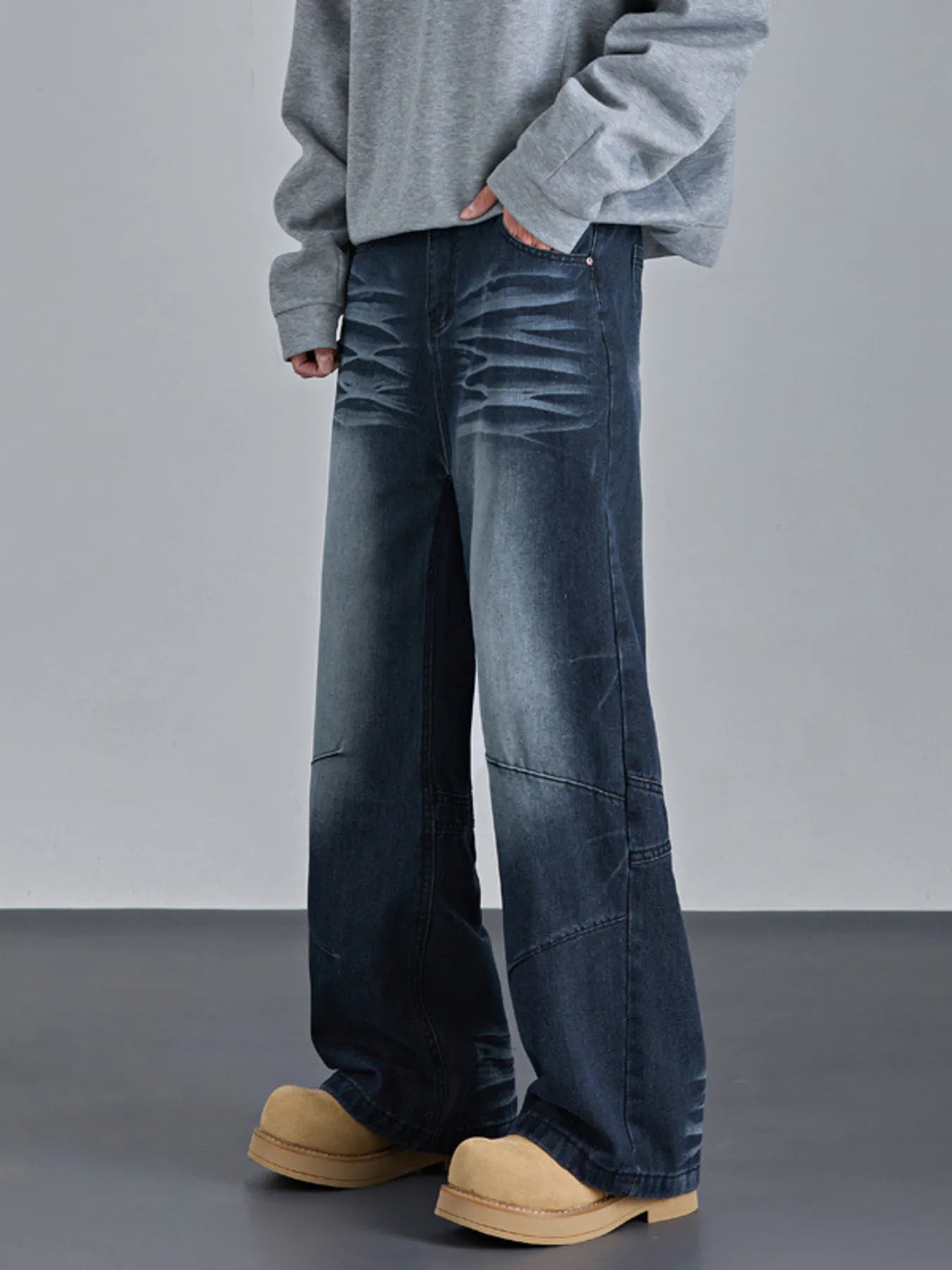 Men's Vintage Wash Wide Leg Jeans - Seedandsoulful